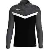 JAKO Ziptop Herren und Damen Iconic Gr. L Schwarz/Anthrazit - Atmungsaktives Unisex Sport Sweatshirt mit Keep Dry Funktion und wärmender, weicher Fleece-Innenseite