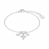s.Oliver Armband 925 Sterling Silber Mädchen Kinder Armschmuck, mit Zirkonia synth., 14+2 cm, Silber, Kreuz, Kommt in Schmuck Geschenk Box, 2022704
