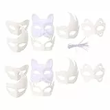 STOBOK 12stücke Handbemalte Masken Teiliges Weiße Papiertiermasken Für Karneval Halloween Cosplay Partys Kreative Bastelmasken Für Erwachsene
