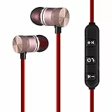 Tragbarer Bluetooth-Kopfhörer, Magnet, kabellos, Sport-Kopfhörer, kabellose Ohrhörer, Magnete, Kopfhörer für, Android, Gold, integrierter Sport mit weichem Gummi-Magnet für