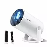 WOLFANG Mini Beamer【Integrierte Apps & WiFi 6】 1080P Tragbarer Projektor mit Bluetooth 5.4 und Auto Vertikale Trapezkorrektur, Beamer Heimkino mit 180° Ständer, Kompatibel mit iOS/Android/PC/TV-Stick