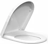 Pipishell Toilettendeckel, WC Sitz mit Absenkautomatik, Premium Klodeckel D-Form aus Duroplast, Klobrille mit Quick-Release Funktion für leichte Reinigung, Antibakteriell Klodeckel, Toilettensitz weiß