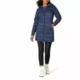 Amazon Essentials Damen Leichter, wasserabweisender, verstaubarer Puffermantel mit Kapuze (erhältlich in Übergrößen), Marineblau, M