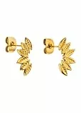 Purelei Leaf Ohrringe – wasserfest | Ohrstecker mit Blätter-Design aus Edelstahl | 14K Vergoldung, Silber & 18K Rosévergoldung | Natürliche, elegante Ohrringe (Gold)