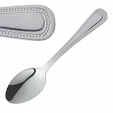 Olympia Bead Edelstahl-Teelöffel (12er-Pack), Silber, 140 (L) mm, Teelöffel-Set, hochglanzpolierter 18/0-Edelstahl, Perlenrand, solides Griffdesign, gewerbliche und private Nutzung, C130