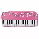 TEHAUX Federmäppchen Klaviertastatur Motiv Canvas Stiftemäppchen Tragbar Klein Bleistiftetui Organizer Robust Modisch Für Erwachsene