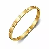 GILIEYER Armband aus Edelstahl, Klee Liebe und Freundschaft Cubic Zirkonia Kreuz Armband Fashion Mode (19, Kreuz ohne Zirkon-Gold)