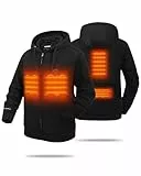 HEWINZE Heizbarer Hoodie mit Reißverschluss und 7,4V Batteriepack für Männer und Frauen, Vollständig beheizter Sweatshirt mit Reißverschluss (Unisex).