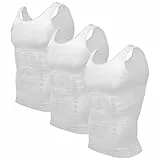 Odoland Unterhemd Herren 3er Pack Kompressionsshirt Shapewear Bauchweg Shirt Herren Body Shaper Tank Tops - Weiß (XL)