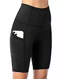 DDOBB Damen Radlerhose mit Taschen High Waist Sport Shorts Damen Sommer Kurze Sporthose Blickdicht Yoga Shorts Leggings Hose Gym Fitness Outdoor(Schwarz,L)