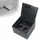 Bodensteckdose Innen, Edelstahl Bodeneinbausteckdose Versenkbare Steckdose mit 2AC und USB, Wasserdichte Einbausteckdose für Zuhause,Büros (Schwarz)