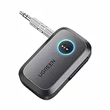 UGREEN Aux Bluetooth Adapter Auto Bluetooth 5.4 Empfänger Freisprechanruf, Dual Kopplung, 15 Stunden Spielzeit Klinke Bluetooth für Autoradio/Stereoanlage/Headset (Space Gray)