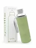 spottle Trinkflasche aus Glas 1l - Glasflasche 500ml - 750ml - 1 liter mit Neoprenhülle - Schutzhülle - Glastrinkflasche mit Schraubverschluss (Pistachio, 550 ml)