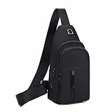 DONGKER Sling Chest Crossbody Bag, Klein Schultertasche Leichte Brusttasche Sling Schulter Umhängetasche für Herren Damen (Schwarz)