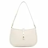 Travistar Kleine Handtasche Damen Elegant Schultertasche Damen Tasche Klein Veganes Leder Satteltasche Aesthetic Abendtasche Clutch mit Reißverschluss, Beige Umhängetasche für Teenager Mädchen