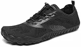 SAGUARO Barfußschuhe Herren Damen Barfussschuhe Traillaufschuhe Zehen Training Fitnessschuhe Outdoor Barfuss Wanderschuhe Atmungsaktiv Schnell Trocknend Badeschuhe, Schwarz, 44 EU