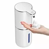 Amyzavls Seifenspender Automatisch, Elektrischer Seifenspender mit Sensor, Berührungslos, USB Wiederaufladbar, 380ml, IPX5 Wasserdicht, Wandbefestigung für Bad, Küche, Büro, Perlweiß