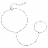 Emibele Handkette Armband Für Damen, Geschichtete Zierliche Handkette Mit Fingerring, Edelstahl Nicht Anlaufend Silber Armband Für Damen, Verstellbarer Schmuck Geburtstag Valentinstag Geschenke