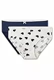 Sanetta Mädchen-Slips (Doppelpack) Off-White & dunkelblau | Hochwertige und nachhaltige Unterhose für Mädchen aus Baumwoll-Mix. Inhalt: 2er Set Unterwäsche für Mädchen