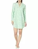 Amazon Essentials Damen Nachthemd aus gewebtem Flanell mit eingekerbtem Kragen (in Übergröße erhältlich), Minzgrün Waldtiere, 3XL Große Größen