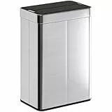 HOMCOM Sensor Mülleimer 55L Abfalleimer mit Soft-Close-Schmetterlingsdeckel Küchenmülleimer mit berührungslos Bewegungssensor aus fingerabdruckresistent Edelstahl für Küche Fitnessstudio Büro, Silber