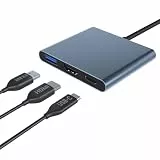 MMOBIEL HDMI Typ C HUB Adapter - Adapter USB 3.1/3.0 Ladeanschluss Konverter Kompatibel mit MacBook Pro, iPhone 16/15, Samsung Galaxy S24/S23/S22/S21 - Grau Aluminium