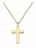 Engelsrufer Damen Halskette aus vergoldetem Sterling Silber und schlichtem Kreuz Anhänger B: 10 mm; H: 14 mm - Karabinerverschluss - in zwei Längen verstellbar - nickelfrei