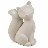 Logbuch-Verlag Schlauer Fuchs Figur weiß Creme aus Porzellan Dekofigur Herbst Weihnachten modern Deko 13,5 cm
