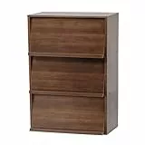 Iris Ohyama, Möbel, Bücherregal, Aufbewahrungsregal, 3 Klapptüren, Design, Solide, Modern, Mehrzweck, Büro, Schlafzimmer, Wohnzimmer - CHR-3 - Braun