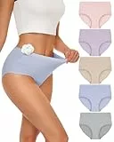 SIMIYA Unterhosen Damen Baumwolle 5er Pack Unterwäsche Frauen Mehrpack Hoher Taille Hipster Unterwäsche Damen Atmungsaktiv Panties Weich Damen Slips(Rosa+Lila+Blau+Beige+Hellgrau,2XL)