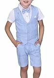 LOLANTA 4 STK Kleinkind Junge Sommerhochzeit Kinderanzug, Festliche Anzüge Westen Set für Kinder, Sommerlicher Jungen Anzug, Blau, 116-128 (Tag 130)