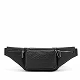 DAVIDOFF ICON Bum Bag - Gürteltasche aus Kalbsleder Schwarz mit Allover-Logo – Viel Stauraum, perfekt für Reisen