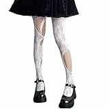 Generisch 2025 Halloween-Strumpfhose schwarzer Seide für Damen Dessous Set Mit Strapse Rot (White, One Size)