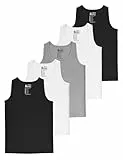 ALPIDEX Jungen Unterhemd 5er Set 100% Baumwolle Tank Top Trägertop Bequeme Classic Achselhemden Ärmellose Kinder Unterhemden, Größe:140-146, Farbe:Thunder
