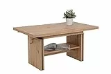 Hela Tische, Funktionscouchtisch Hilmer, Holzwerkstoff melaminbeschichtet, Eiche-Dekor, ausziehbar 110-165cm, höhenverstellbar mit Kurbel 56-66cm