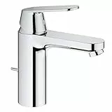 GROHE Eurosmart Cosmopolitan, Waschtischarmatur, wassersparend (Wasserhahn für das Bad, Badarmatur mit Zugstangen-Ablauf, 17cm hoch, einfache Installation am Waschbecken), chrom, 23325000