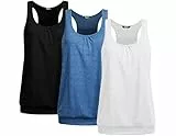 UNibelle Damen Yoga Tank Top Atmungsaktive Shirt Top Sport Tanktop Ärmellos Fitness Oberteil Racerback DREI Stücke, 3er Pack_Schwarz+Marineblau+Weiß, M