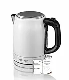 Cloer 4511 Wasserkocher Edelstahl, 2200 W, Wasserstandsanzeige, Trockengeh- und Überhitzungsschutz, 1 Liter, Weiß