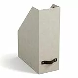 BIGSO ESTELLE Stehsammler für Zeitschriften, Magazine und Akten – praktischer Organizer aus Faserplatte und Papier in Leinenoptik – stabiler Zeitschriftenhalter mit Griff – beige