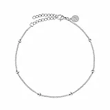 GD GOOD.designs Fußkettchen für Damen Silber - Wasserfest - Fußkette mit kleinen Perlen Dots - Frauen Edelstahl Fußschmuck