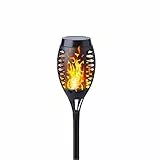 Qedertek Solarleuchten für Außen Garten - 1 Pack 12 LED Solarlampe für Außen mit Realistischer Flammeneffekt IP65 Wasserdicht Gartenfackeln Solar für Gärten, Weg, Hinterhöfe, Rasen Beleuchtung