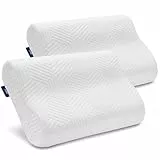 LAMB Höhenverstellbar Memory Foam Kissen Ergonomisches Nackenstützkissen 50D Dichte Abnehmbarer Bezug Geeignet Für Seitenlage-Blau,2 Stück