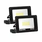 Wegoodlife 2 Stück 30W LED Strahler Außen, Superhell 2335LM Wandleuchte, 3000K Warmweiß Aussenstrahler, IP66 Wasserdicht LED Fluter, Scheinwerfer für Innenhöfe Auffahrt Garage Garten Türen Flur