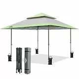 EAGLE PEAK 4x4m Pavillon Klappbar Wasserdicht Pop Up Pavillon Faltbar Doppel - Spitze Faltpavillon für Garten Party Hochzeit Picknick und Festival, inkl. mit Tragetasche mit Rollen (Grau)