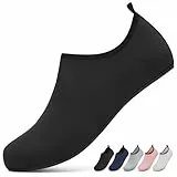 Sixspace Badeschuhe Damen Herren Wasserschuhe Schnell Trocken Schwimmschuhe Leicht Strandschuhe Aquaschuhe Outdoor Barfußschuhe(Schwarz 43 EU)