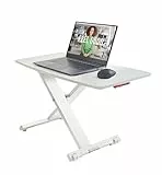 Leitz Schreibtisch-Aufsatz, Kompakter, Höhenverstellbarer Aufsatz für Laptops, TÜV- & IGR-zertifiziert, Schmal & Platzsparend, 700 x 350 mm, Ergo Cosy Serie, Weiß & Grau, 65330085