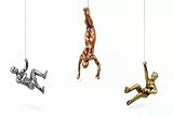 iAnanas 3er-Set Klettermann Metallskulptur CLIFFHANGERS mit Drahtseil Dekoelement moderne Kunstskulptur, 3D-Wanddekoration Wandinstallation Wohnzimmer, Metall, kinderzimmer, motivation