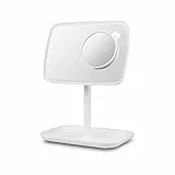 medisana CM 848 Kosmetikspiegel, Schminkspiegel mit LED-Beleuchtung, dimmbar, 5 und 10-fach Zoom, 360° Schwenkfunktion, Aufbewahrungsschale