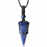 XIANNVXI Lapislazuli Kette Herren Damen Halskette Kristalle Anhänger Ketten Sechseckiger Punkt Natürliche Edelsteine Verstellbares Seil Reiki Heilung Schmuck