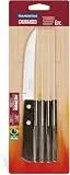 Tramontina Steakmesser Pizzamesser, Set 6-teilig, mit 6 Steakmessern aus Edelstahl, Echtholzgriff braun
